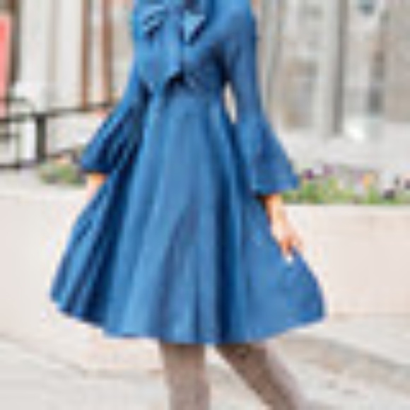 Denim Dress with Bow - Picture 1 of 1